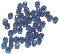 50 6mm Faceted Montana Blue AB Firepolish Beads